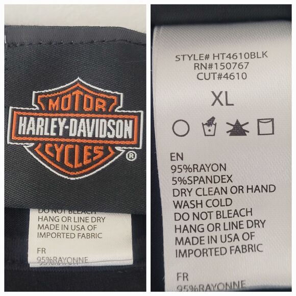 Harley Davidson Black Top Red Yellow Rhinestones Lightning Bolt Biker 2021 XL - Picture 7 of 9
